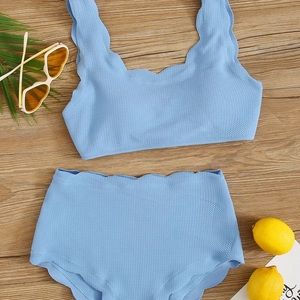 Pastel Blue Scalloped Bikini Set
